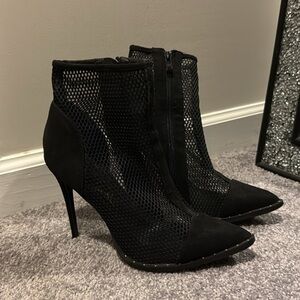 So Me Black Mesh Ankle Booties
